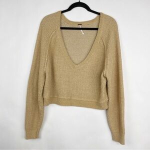 Free People High Low V Neck Crop Sweater Size Medium